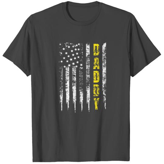 Tow Truck Driver Yellow Line Daddy US Flag T Shirts