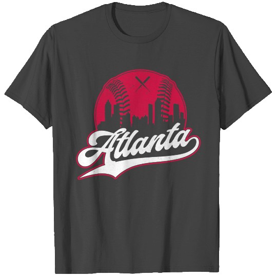 Atlanta Baseball ATL Skyline Vintage Game T Shirts