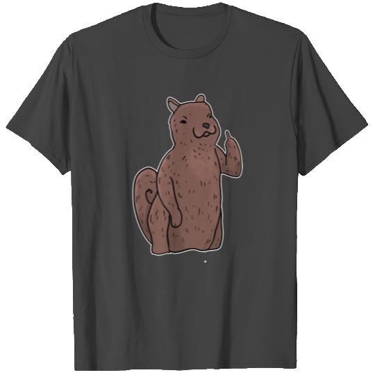 Grumpy Squirrel Holding Middle finger funny gift T Shirts