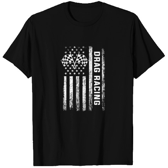 Drag racing American Flag, drag racer T Shirts