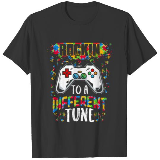 Rocking To A Different Tune Autism Awareness Gamer T-shirt