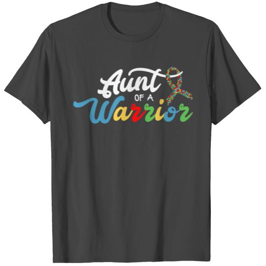 Autism Awareness Support Ribbon Aunt Of A Warrior T Shirts