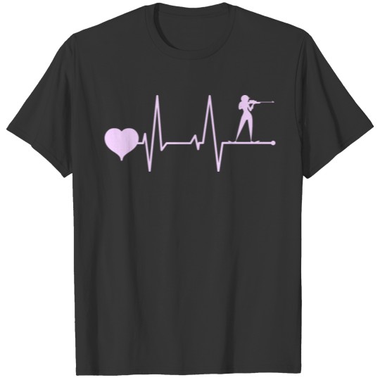 Biathlon Shooting Girl Heartbeat Pink Women Fan Gi T-shirt