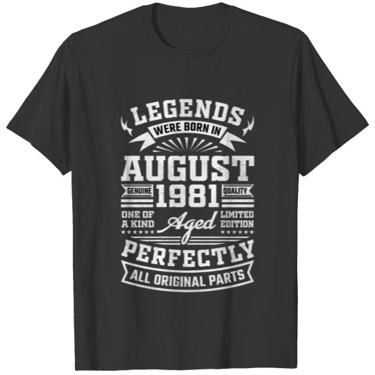 40th Birthday August Gift Vintage 1981 40 Years T Shirts