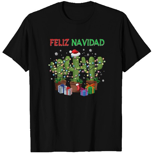 Felix Navidad Cactus Christmas Tree Lights T Shirts