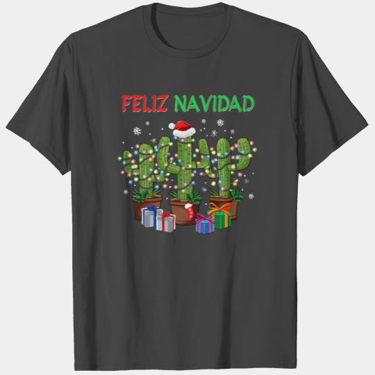 Felix Navidad Cactus Christmas Tree Lights T Shirts