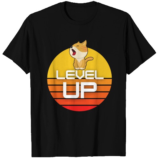 Level Up cat Design T Shirts