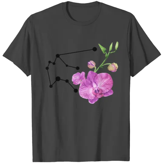 Aquarius Constellation with Watercolor Orchids T Shirts