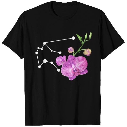 Aquarius Constellation with Watercolor Orchids T Shirts