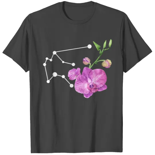 Aquarius Constellation with Watercolor Orchids T Shirts