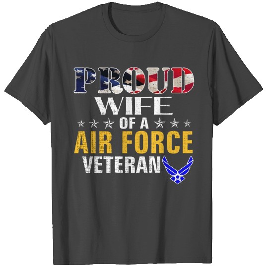 Proud Wife Of A Air Force Veteran American Flag Mi T Shirts