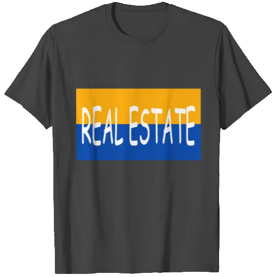 REAL ESTATE (white letters, Gold and Royal Blue) T Shirts