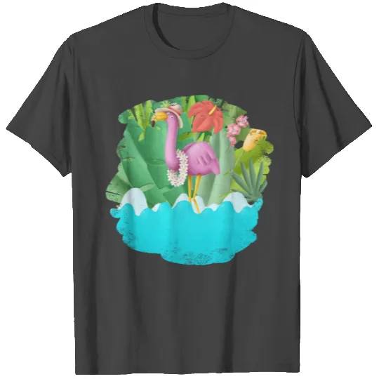 Tropical flamingo in vintage style T Shirts