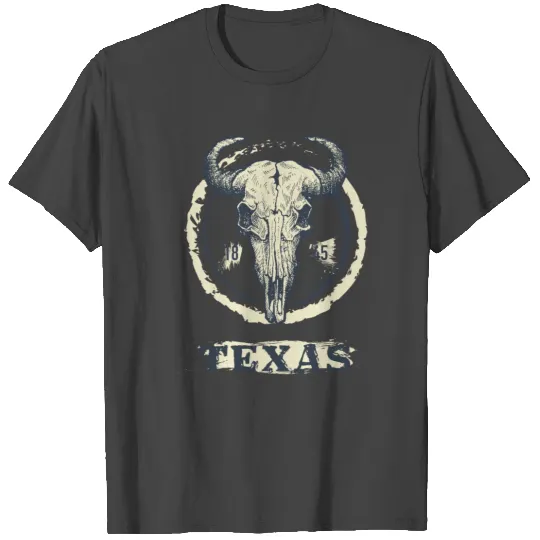 Texas 1845, bull, skull T Shirts