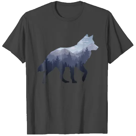 Lone Wolf Survives The Mountain Silhouette Art T Shirts