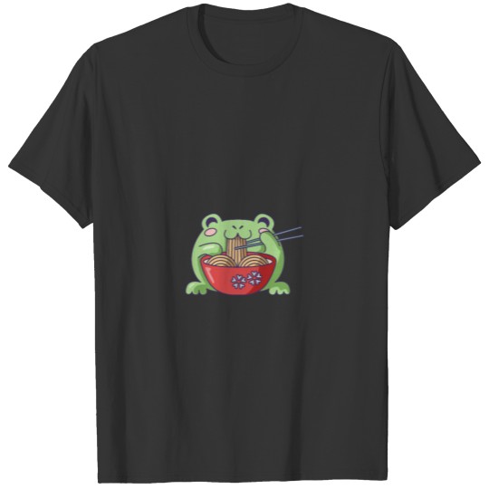 Cute Frog with Ramen - Kawaii Designs T-shirt