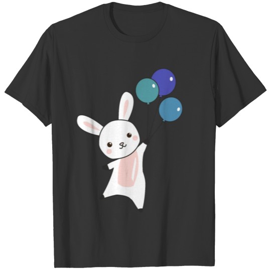 Bunny Flies Balloons Above Cute Animals For Kids T-shirt