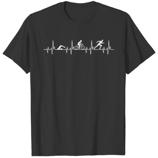 Swim Bike Run Heartbeat Triathlete Gift Triathlon T-shirt