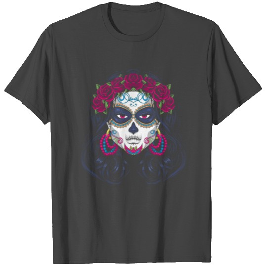 Sugar Skull Lady La Calavera Catrina Santa Muerte T Shirts