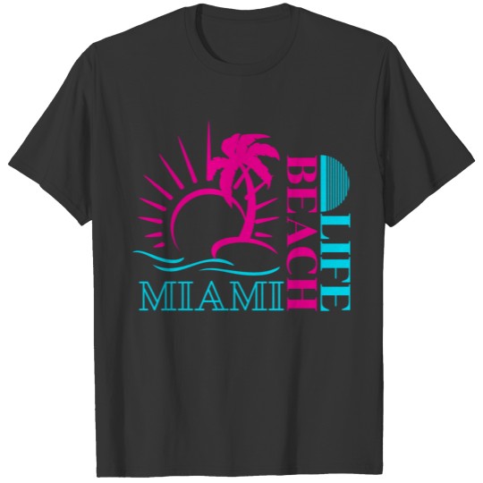 Miami Beach Life Abstract Retro Style Summer T Shirts