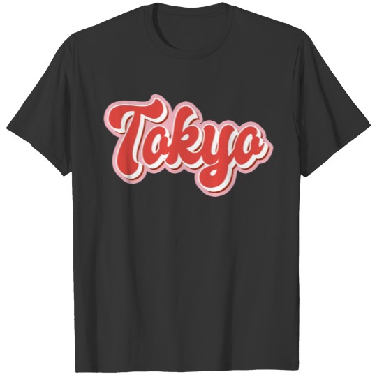 Tokyo Japan City Pink Red Retro Pin up 80s 90s 東京 T-shirt