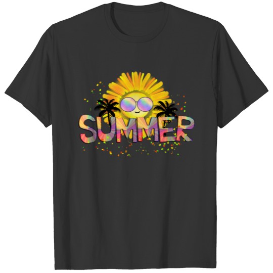 Summer sun glasses palm tree colorful funny T Shirts