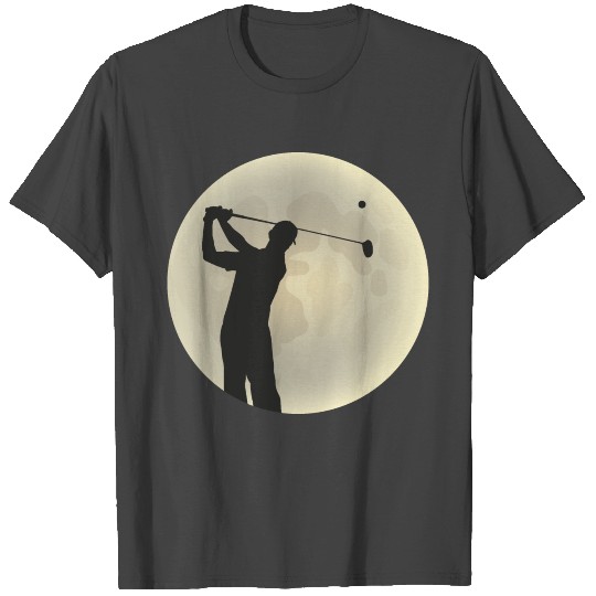 Golfer Silhouette Golf Golfer Moon Full Moon T Shirts