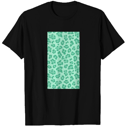 Light Mint Seafoam Green Leopard Print T Shirts