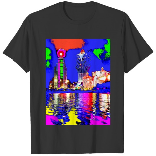Macau at night. Colorful city at night. T-shirt