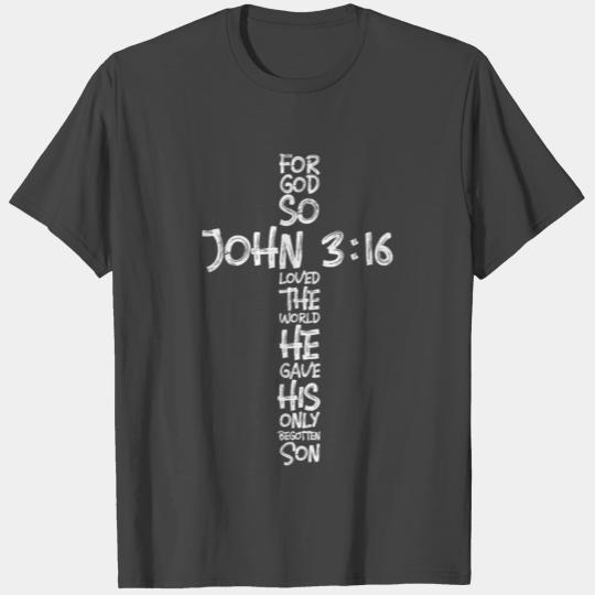 John 3:16 Christian Cross Religious Bible Verse T Shirts