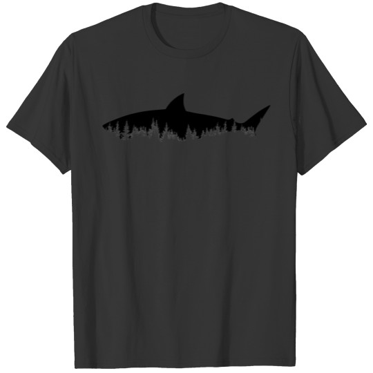 Shark Forest Black Design T Shirts