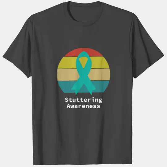 Stuttering Awareness Vintage Teal Ribbon T Shirts