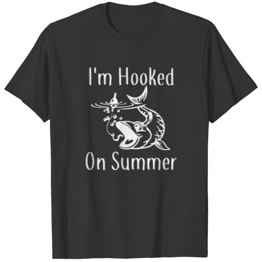 Teacher Hooked on Summer Funny Fishing Gift T Shirts