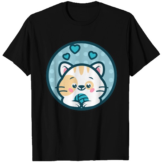 Kawaii Cat Playing Wool Ball T Shirts