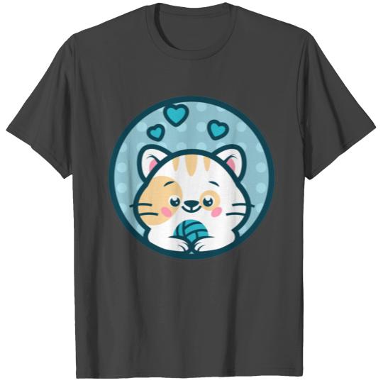 Kawaii Cat Playing Wool Ball T Shirts