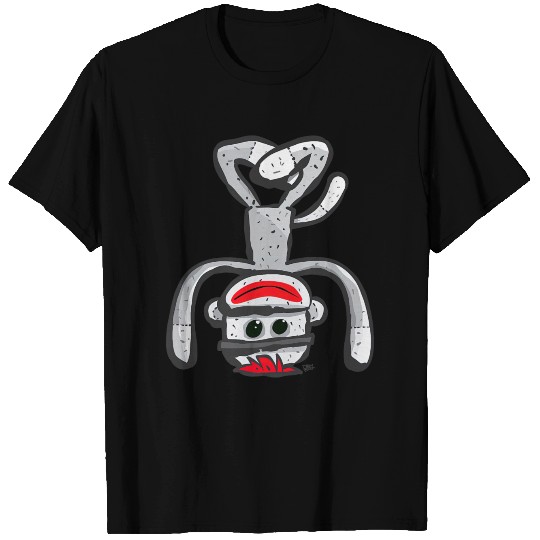 Cute Sock Monkey in Yoga Asana Headstand Pose Gift T Shirts