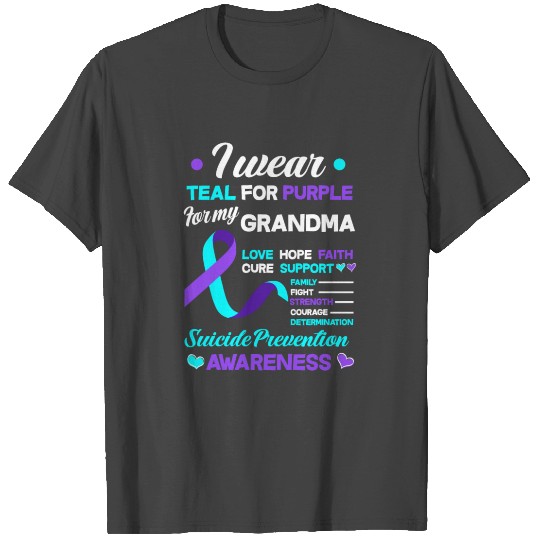 I Wear Teal Purple For Grandma Suicide Prevention T Shirts