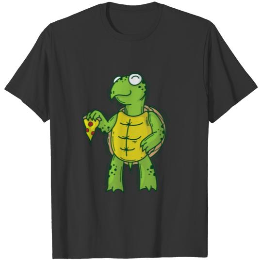 Turtle eats and loves Pizza T-shirt