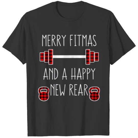 Funny Xmas Workout Gift Merry Fitmas and a Happy T Shirts