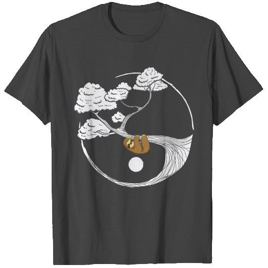 Funny Lazy Sloth Yin Yang Buddhist Zen Bonsai Tree T Shirts