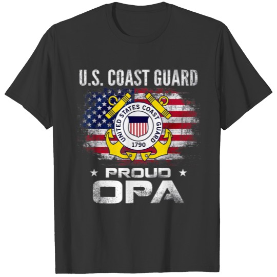 US Coast Guard Proud Opa With American Flag T Shirts
