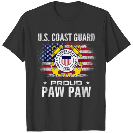 US Coast Guard Proud Paw Paw With American Flag T Shirts