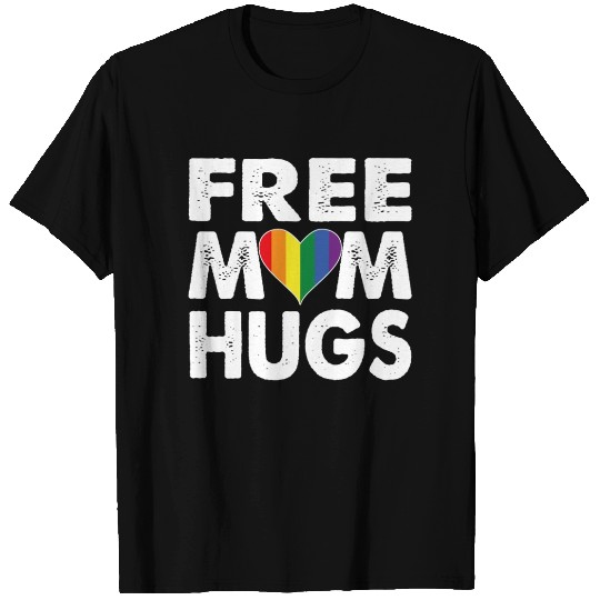 Free Mom Hugs Pride LGBTQ Rainbow Heart T Shirts