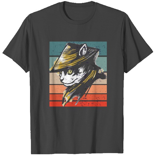 martial arts culture japanese cat samurai T Shirts