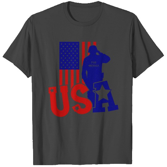 USA Soldier American Flag For Merica For July 4th T Shirts