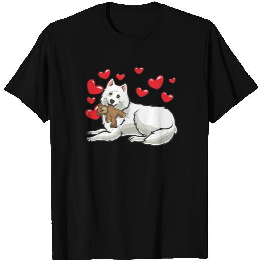 Samoyed Dog With Stuffed Animal And Hearts T Shirts