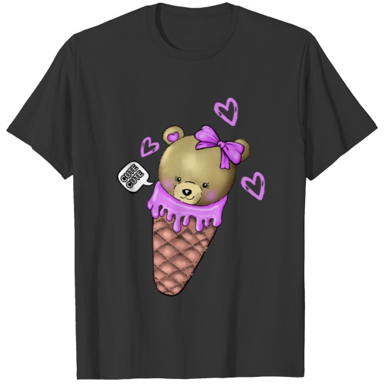 super cute ice cream teddy bear illustration T Shirts