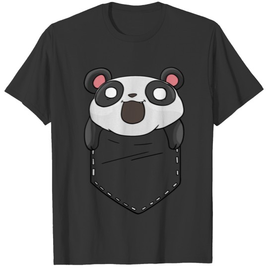 Cute Kawaii Baby Pandas In Pocket T Shirts