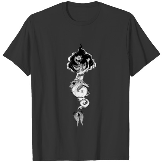 Beautiful mermaid girl with evil Angler T-shirt