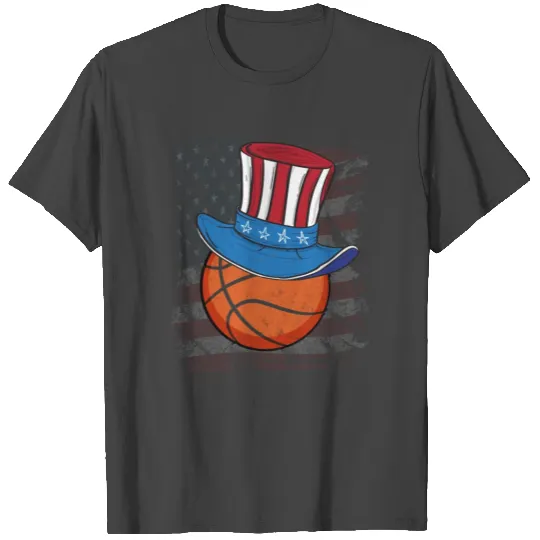 Basketball American Flag 4th of July T Shirts Kids